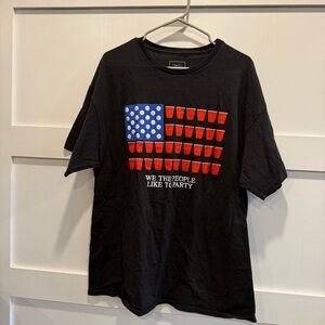 Rue21 Black Tee with Red and Blue Graphic Tshirt